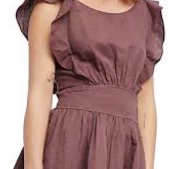 Free People Collette Linen Blend brown mini dressL - Picture 10 of 10